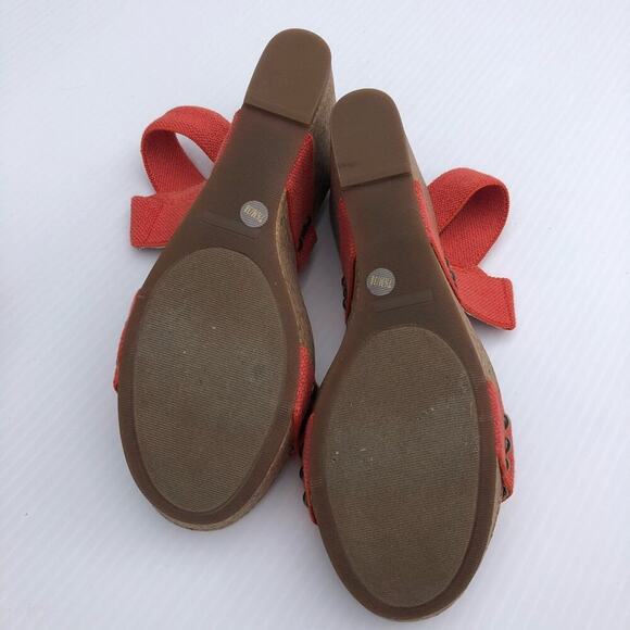 New! Lucky Brand Maxyne cork wedge sandal platform size 7.5 coral - Picture 2 of 8